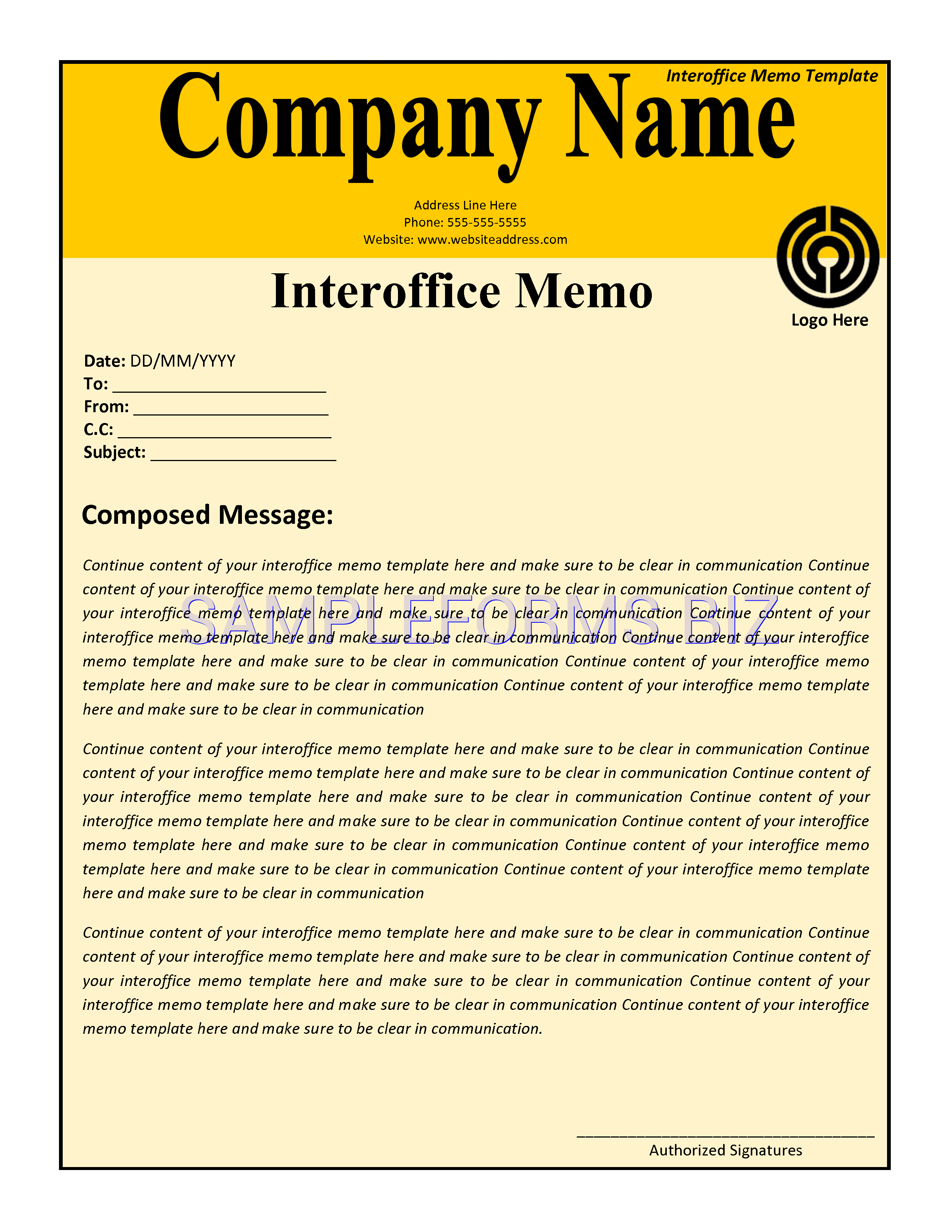 Preview free downloadable Interoffice Memo Template in PDF (page 1)
